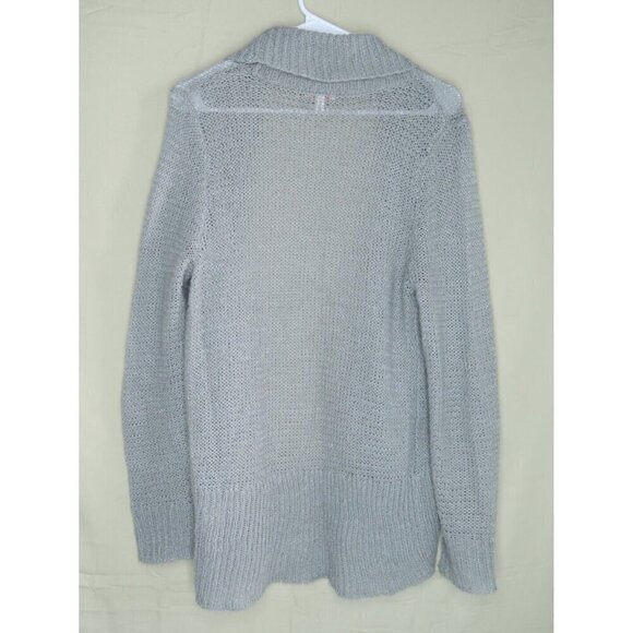 Bongo Open Knit Cardigan Sweater Duster Sweater Gray with Glitter Women's Large - Picture 6 of 10